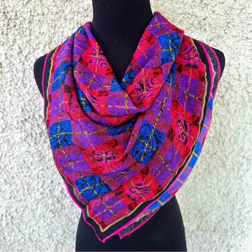 Albert Nipon Silk Woven Jacquard Scarf-Vintage